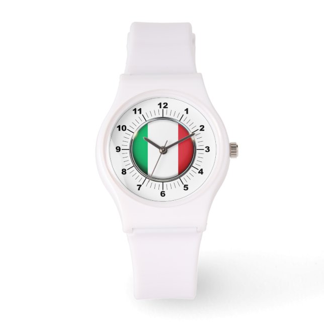 Italienische Flagge Sporty White Silicon Watch Armbanduhr (Vorderseite)