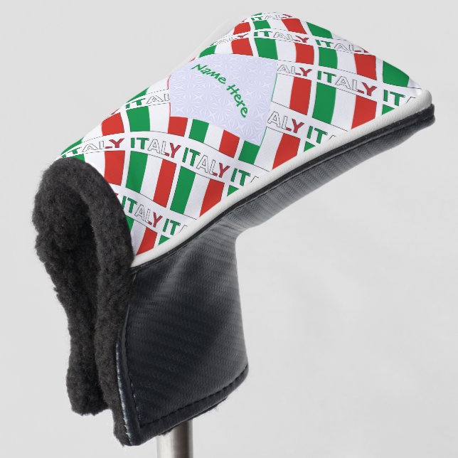 Italienische Flagge Tränengrün Personalisiert Golf Headcover (3/4 Vorderseite)