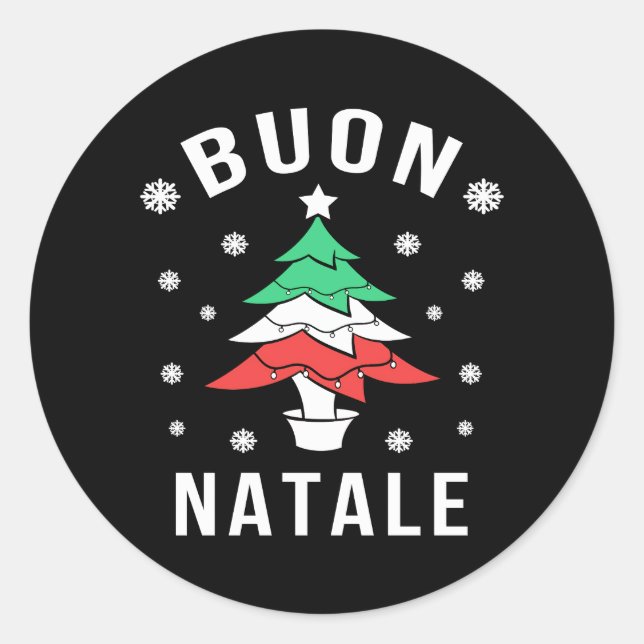 Italienische Flagge Tree Buon Natale Runder Aufkleber (Vorderseite)
