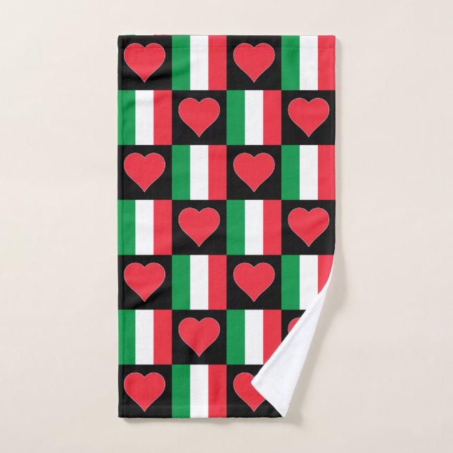 Italienische Flagge und Herz-Muster-Spaß Italien-P Handtuch (Handtuch)