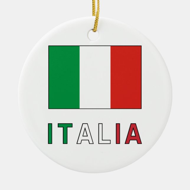 Italienische Flagge und Wort Keramikornament (Vorne)