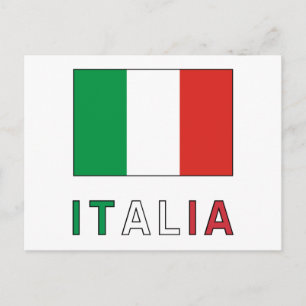 Italienische Flagge und Wort Postkarte