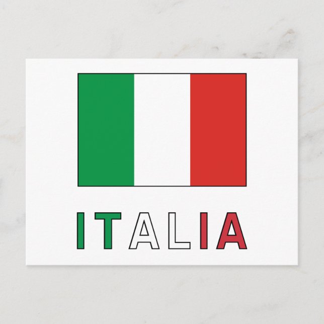 Italienische Flagge und Wort Postkarte (Vorderseite)