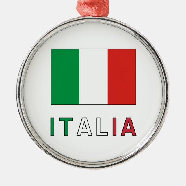 Italienische Flagge und Wort Silbernes Ornament (Vorne)