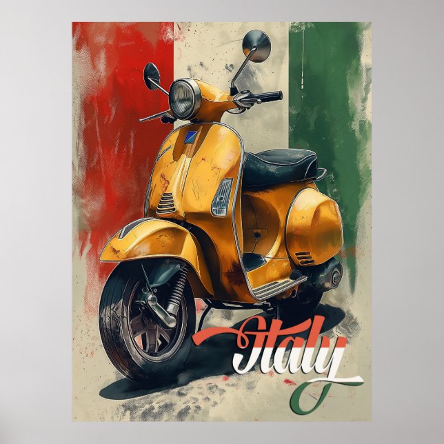 Italienische Flagge Vespa Scooter Poster (Vorne)