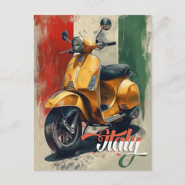 Italienische Flagge Vespa Scooter Postkarte (Vorderseite)