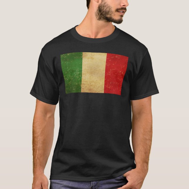 Italienische Flagge Vintag Grunge Männer Schwarz T-Shirt (Vorderseite)