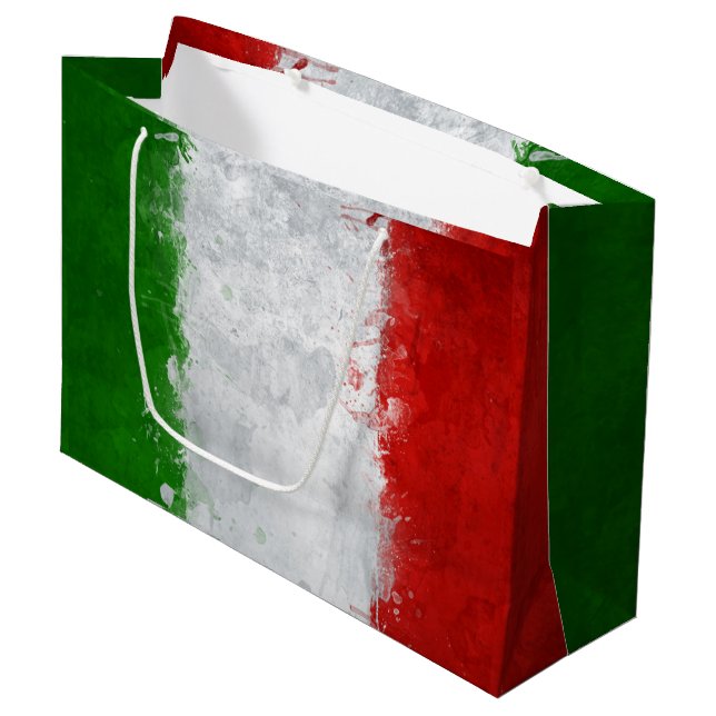 Italienische Flaggen-Geschenk-Tasche Große Geschenktüte (Vorderseite Schrägansicht)