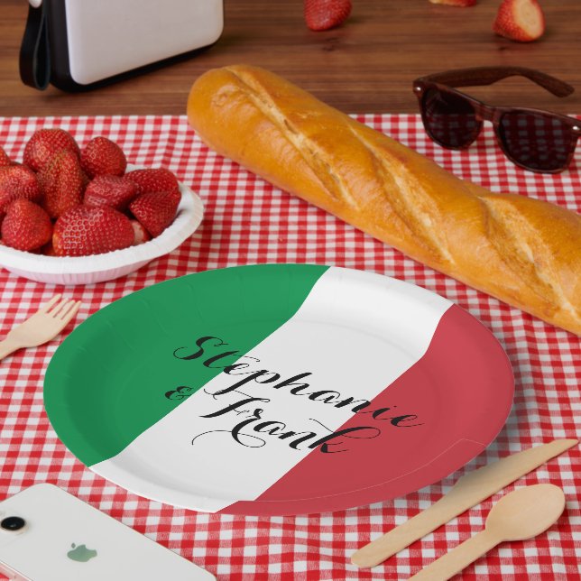 Italienische Flaggenfarben Hochzeit Pappteller (Picknick)