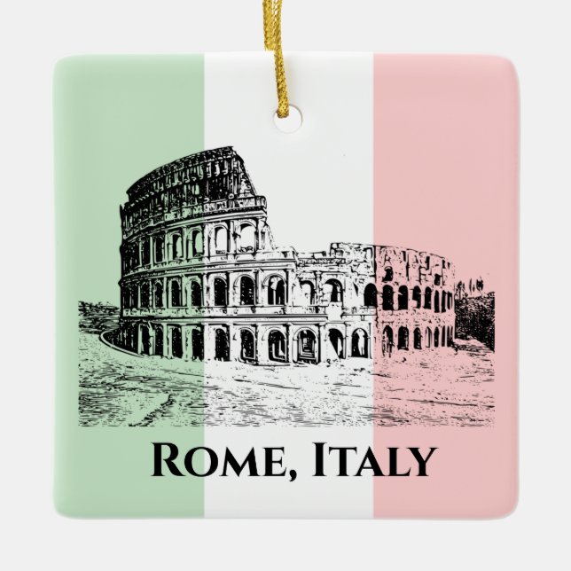 Italienische Flaggenfarben Kolosseum Design Orname Keramikornament (Vorderseite)