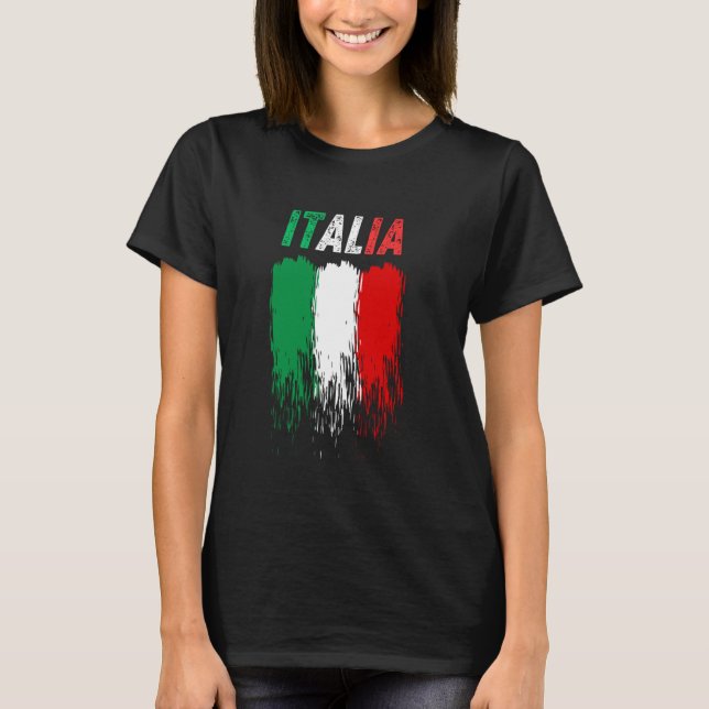 Italienische Flaggenstolz Tragen Sie Ihre Farben L T-Shirt (Vorderseite)
