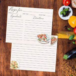 Italienische Food Illustration Family Rezeptkarte