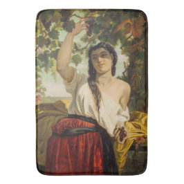 Italienische Frau, die Trauben pflückt (Sommerernt Badematte