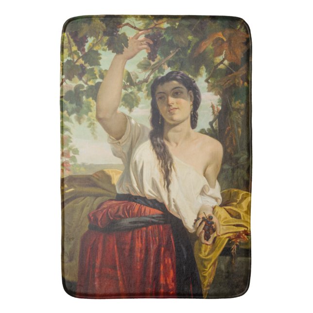 Italienische Frau, die Trauben pflückt (Sommerernt Badematte (Vorderseite Vertikal)