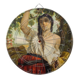 Italienische Frau, die Trauben pflückt (Sommerernt Dartscheibe