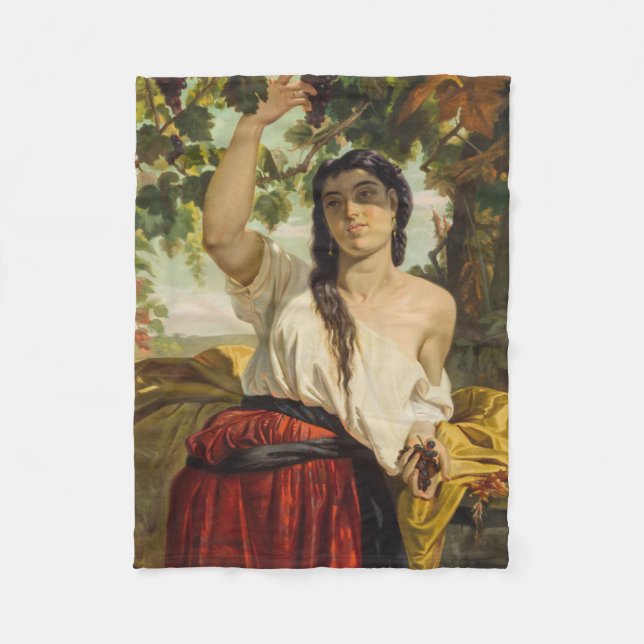 Italienische Frau, die Trauben pflückt (Sommerernt Fleecedecke (Vorderseite)