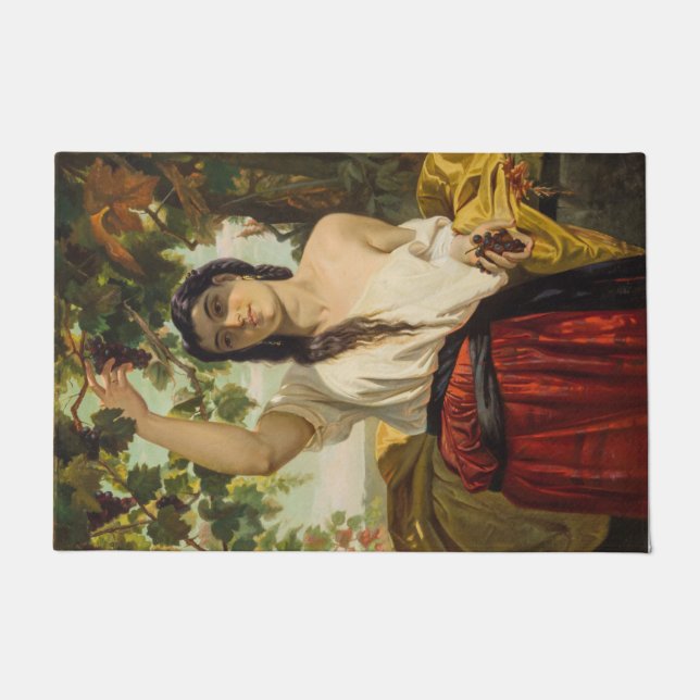 Italienische Frau, die Trauben pflückt (Sommerernt Fußmatte (Vorderseite)