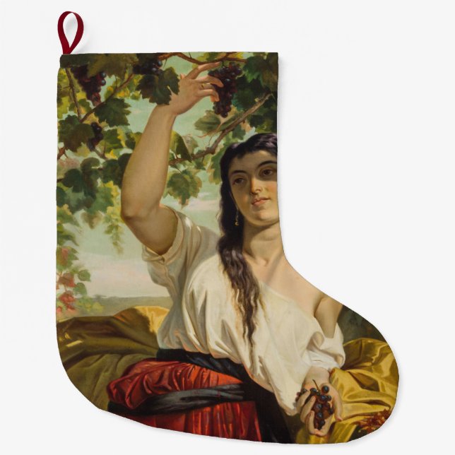 Italienische Frau, die Trauben pflückt (Sommerernt Großer Weihnachtsstrumpf (Vorderseite)