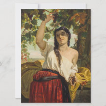 Italienische Frau, die Trauben pflückt (Sommerernt