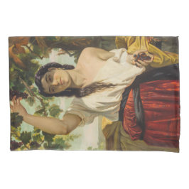 Italienische Frau, die Trauben pflückt (Sommerernt Kissenbezug