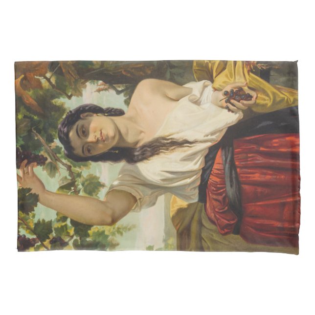 Italienische Frau, die Trauben pflückt (Sommerernt Kissenbezug (Vorderseite-Links)