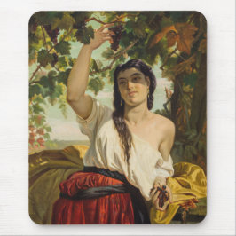 Italienische Frau, die Trauben pflückt (Sommerernt Mousepad