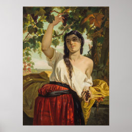 Italienische Frau, die Trauben pflückt (Sommerernt Poster