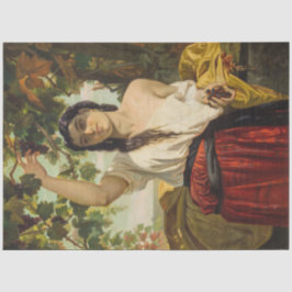 Italienische Frau, die Trauben pflückt (Sommerernt Seidenpapier