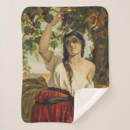 Italienische Frau, die Trauben pflückt (Sommerernt Sherpadecke