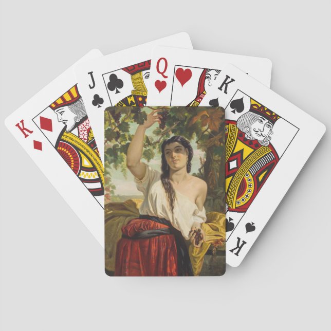 Italienische Frau, die Trauben pflückt (Sommerernt Spielkarten (Rückseite)