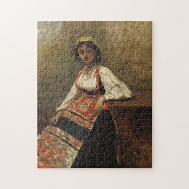 Italienische Frau (La Morieri) von Corot Puzzle (Vertikal)