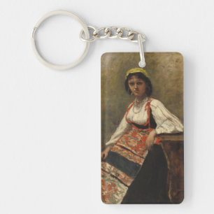 Italienische Frau (La Morieri) von Corot Schlüsselanhänger