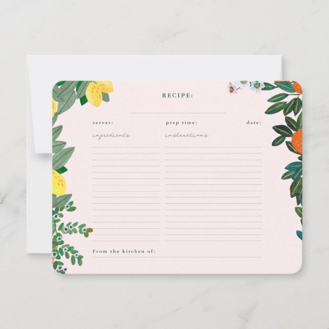 Italienische Frucht-Brautparty-Rezeptorkarte Einladung (Vorderseite)