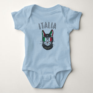 Italienische Fußballflagge Cat Mascot Baby Strampler