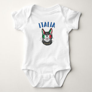 Italienische Fußballflagge Cat Mascot Baby Strampler