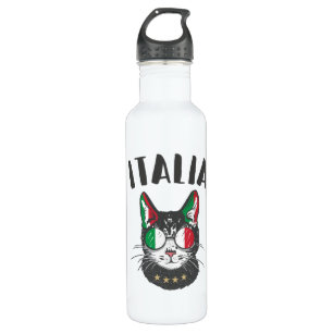 Italienische Fußballflagge Cat Mascot Edelstahlflasche