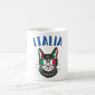 Italienische Fußballflagge Cat Mascot Kaffeetasse