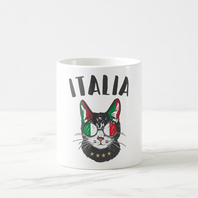 Italienische Fußballflagge Cat Mascot Kaffeetasse (Mittel)