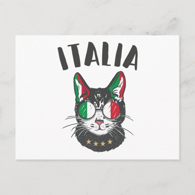Italienische Fußballflagge Cat Mascot Postkarte (Vorderseite)