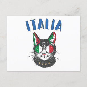 Italienische Fußballflagge Cat Mascot Postkarte