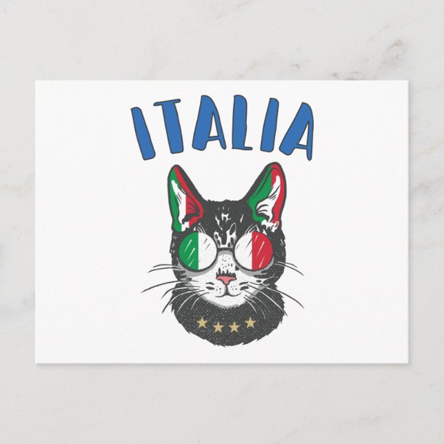 Italienische Fußballflagge Cat Mascot Postkarte (Vorderseite)