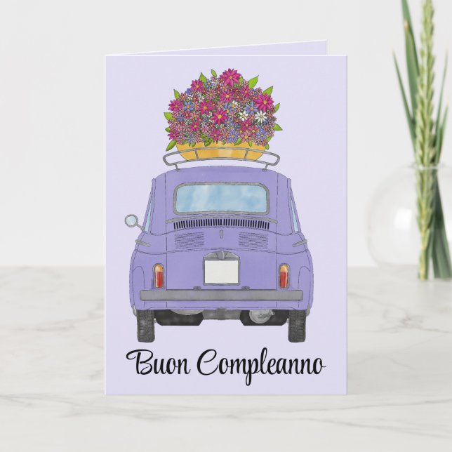 Italienische Geburtstagskarte Retro Fiat 500 Karte (Vorderseite)