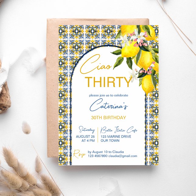 Italienische Geburtstagsparty Majolica Fliesenboge Einladung (Von Creator hochgeladen)