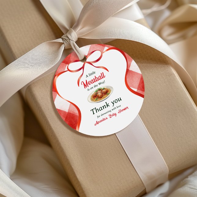 Italienische Gingham-Rote-Fleischbällchen-Pasta-Ba Geschenkanhänger (Von Creator hochgeladen)