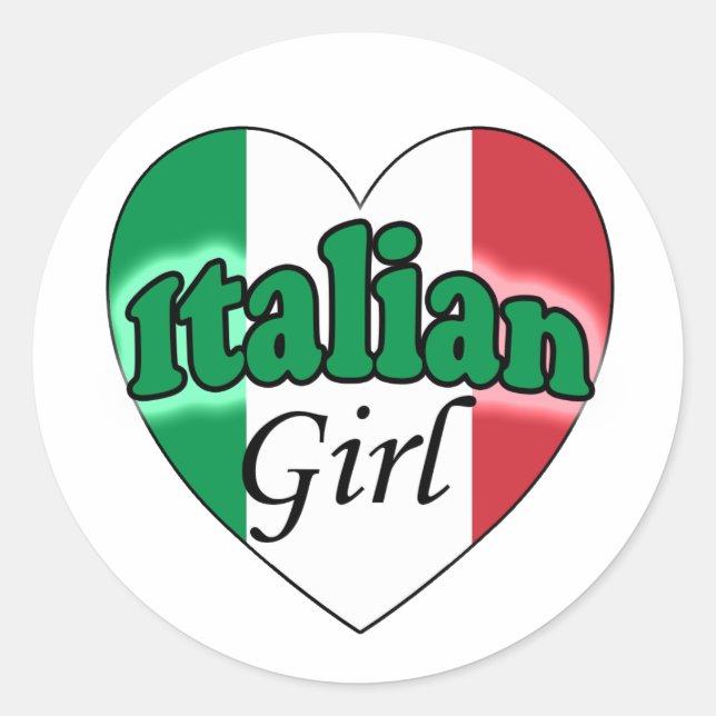 Italienische Girl Runder Aufkleber (Vorderseite)