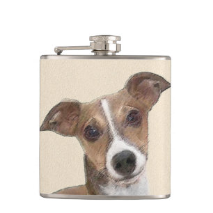 Italienische Grauhound Malerei - Niedliche Origina Flachmann