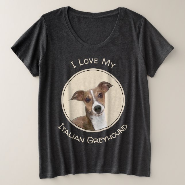 Italienische Grauhound Malerei - Niedliche Origina Große Größe T-Shirt (Design vorne)