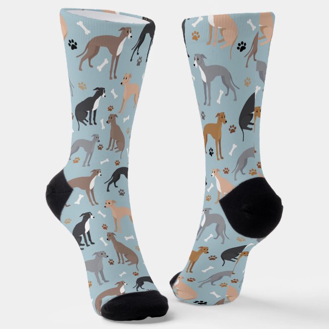 Italienische Grauhund-Hundsknochen und -paws Socken (Gewinkelt)