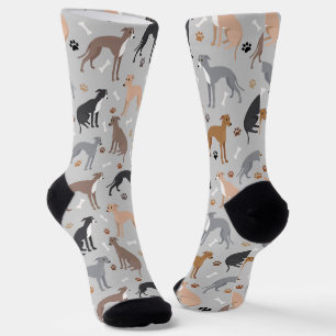 Italienische Grauhund-Hundsknochen und -paws Socken