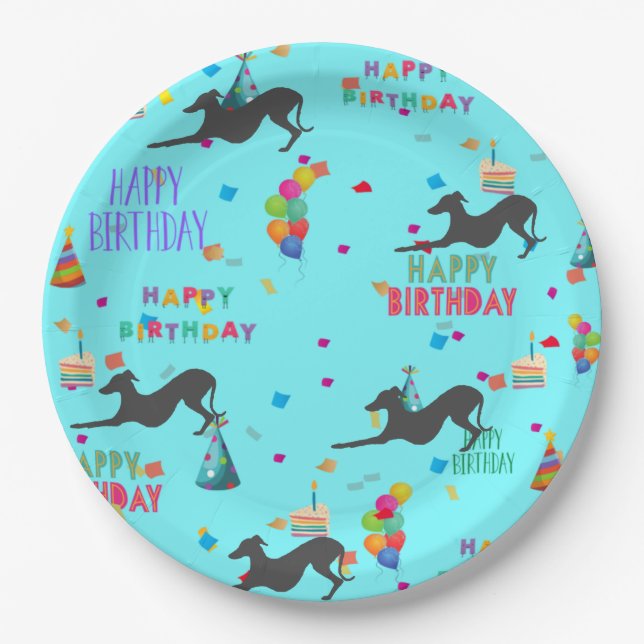 Italienische Greyhound Birthday Party Paper Plate Pappteller (Vorderseite)